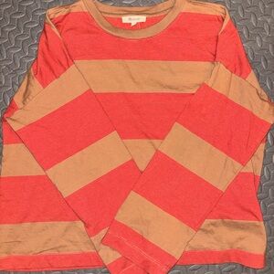 Madewell Red and Brown Striped Top